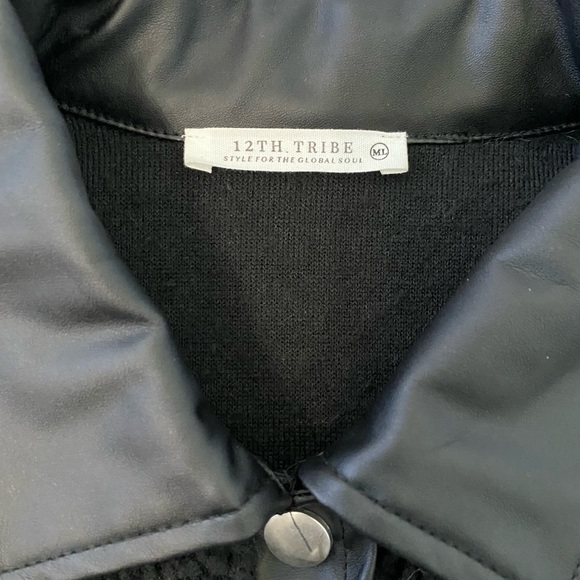 12th Tribe Black Leather Jacket - Picture 8 of 13